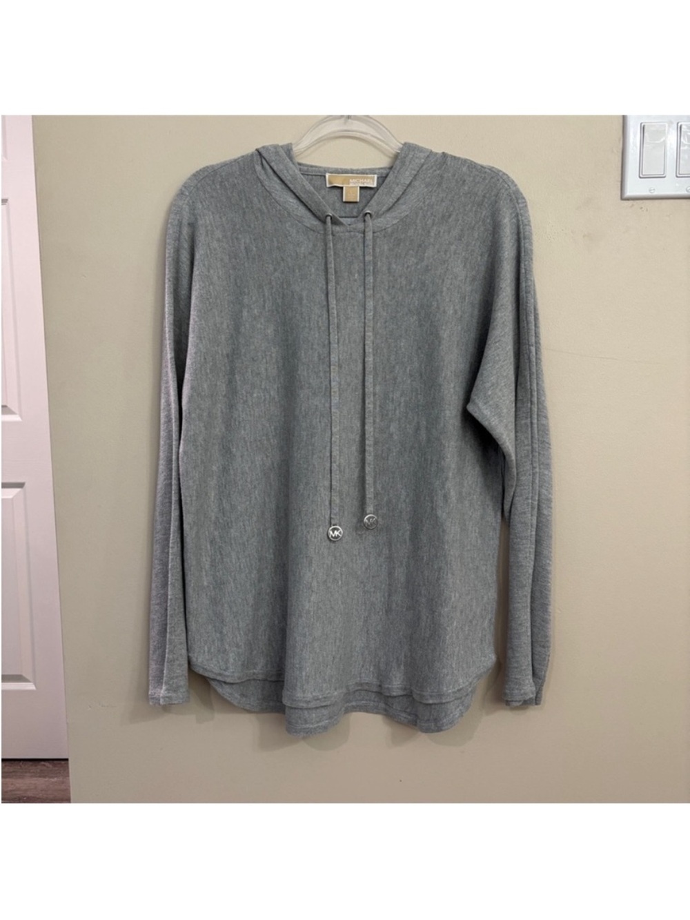 Michael Kors Light Gray Hooded Knit Pullover